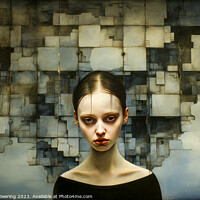Buy canvas prints of Melancholic Face Against Decaying Wall by Robert Deering