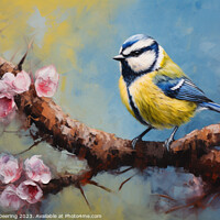 Buy canvas prints of Woodland Wanderer: Blue Tit's Perch by Robert Deering