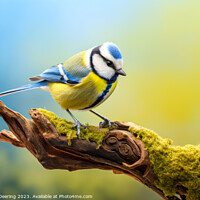 Buy canvas prints of Azure Perch: Blue Tit on a Branch by Robert Deering