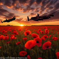 Buy canvas prints of Sunset Skies, Lancaster Bombers Roar by Robert Deering