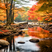 Buy canvas prints of New England Stream in Autumn by Robert Deering