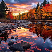 Buy canvas prints of New England Fall Sunset by Robert Deering