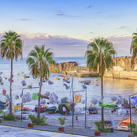 Buy canvas prints of Camara de Lobos harbour Madeira by Robert Deering