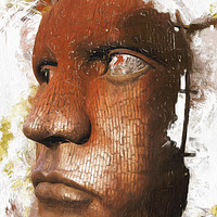 Buy canvas prints of Rusty Iron Mask Sculpture by Robert Deering