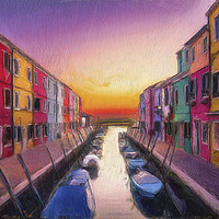 Buy canvas prints of Burano canal Burano island by Robert Deering