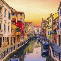 Buy canvas prints of Sleepy canal Venice by Robert Deering