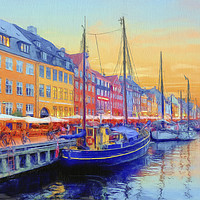 Buy canvas prints of Port at Nyhavn Copenhagen by Robert Deering