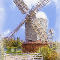 Buy canvas prints of Stanton windmill and gate Suffolk East Anglia by Robert Deering