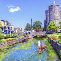 Buy canvas prints of Punting on the river Stour Canterbury by Robert Deering