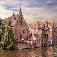 Buy canvas prints of Rozenhoedkaai Quay, Bruges Belgium by Robert Deering