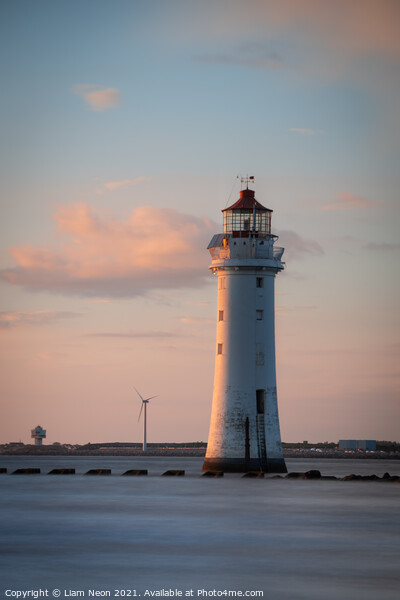 High Tide New Brighton Lighthouse Picture Board by Liam Neon