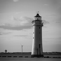 Buy canvas prints of High Tide New Brighton Lighthouse Monochrome by Liam Neon