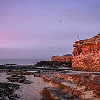 Buy canvas prints of Clifftop Sunset Views, Hilbre Island by Liam Neon