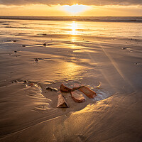 Buy canvas prints of Formby Beach Sunset Rubble, North Liverpool by Liam Neon