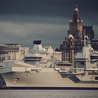 Buy canvas prints of HMS Prince of Wales and the Liverbird by Liam Neon