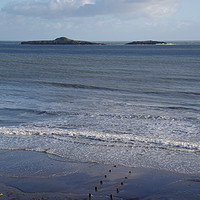Buy canvas prints of Aberdaron Posts run out to sea by Liam Neon