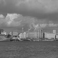 Buy canvas prints of Black and White Liverpool Skyline by Liam Neon