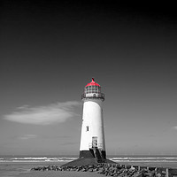 Buy canvas prints of Black White and Red Point of Ayr Lighthouse by Liam Neon