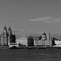 Buy canvas prints of Summer Liverpool Waterfront in Black and White by Liam Neon