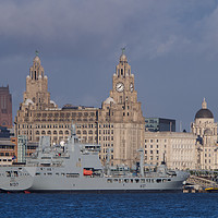 Buy canvas prints of RFA Tiderace and the Liverpool Skyline by Liam Neon