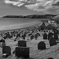 Buy canvas prints of Aberdaron Churchyard Black and White by Liam Neon