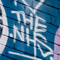 Buy canvas prints of I Heart the NHS Graffiti by Liam Neon