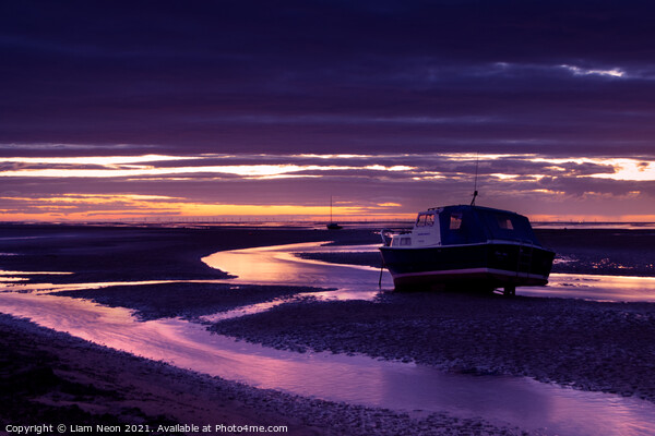 Meols Shore Sunset Streams Picture Board by Liam Neon