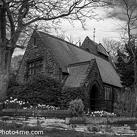 Buy canvas prints of Caldy Village Church In Black and White, Wirral by Liam Neon