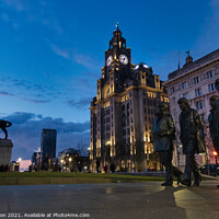 Buy canvas prints of The Liverbirds at Twilight by Liam Neon