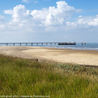 Buy canvas prints of Sandy beach and jetty at Spurn Point by Angela Cottingham