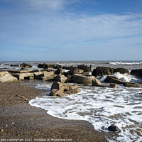Buy canvas prints of Blocks on the foreshore at Spurn Point by Angela Cottingham