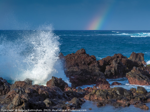 Crashing wave at Puerto de la Cruz Picture Board by Angela Cottingham