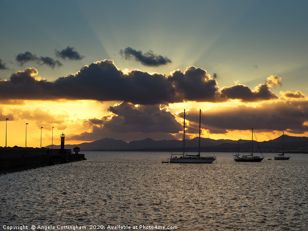 Evening Sky at Arrecife, Lanzarote Picture Board by Angela Cottingham