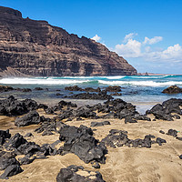 Buy canvas prints of Beach at Orzola, Lanzarote by Angela Cottingham