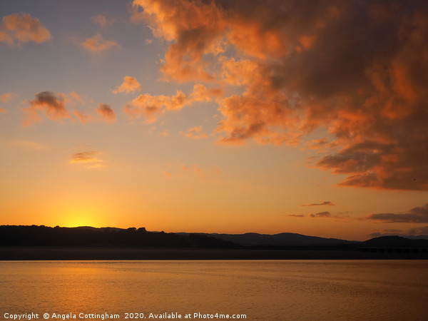 Glowing Arnside Sunset Picture Board by Angela Cottingham