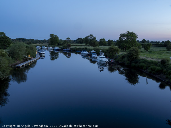 Blue Hour at the River Picture Board by Angela Cottingham
