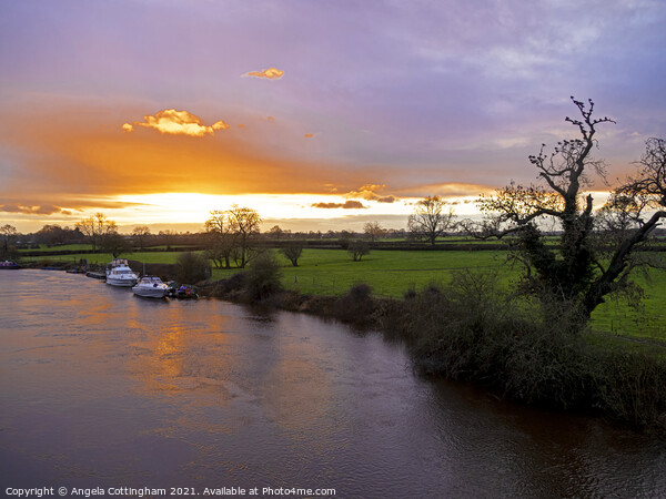 Sunset over the River Ouse Picture Board by Angela Cottingham
