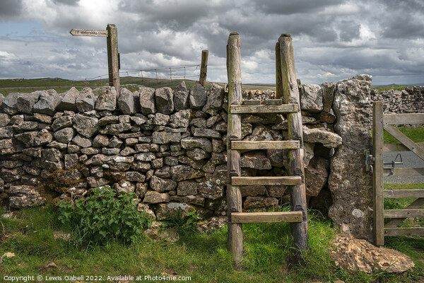 Ladder Stile over Dry Stone Wall in Yorkshire Dales with Finger Post Picture Board by Lewis Gabell