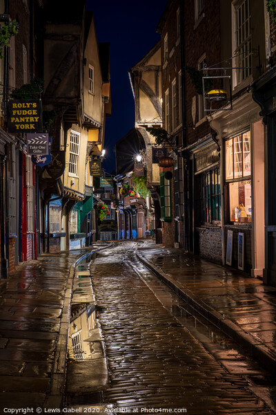 The Shambles, York - Nighttime Reflections on the Historic Roman Street Picture Board by Lewis Gabell