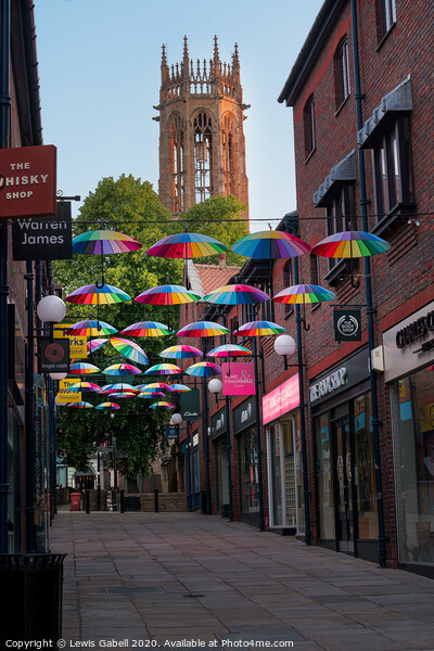 Umbrella Street, Coppergate, York Picture Board by Lewis Gabell