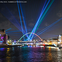 Buy canvas prints of Millennium Bridge lasers   by Aimie Burley