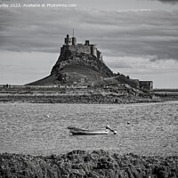 Buy canvas prints of Lindisfarne boat black and white by Aimie Burley