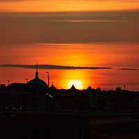 Buy canvas prints of Whitley Bay Silhouette at Sunset by Aimie Burley
