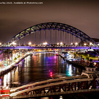 Buy canvas prints of Newcastle Bridges by Night by Aimie Burley