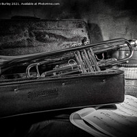 Buy canvas prints of Trumpet in black and white  by Aimie Burley