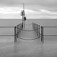 Buy canvas prints of Railings in the sea by Ann Goodall