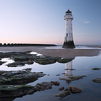 Buy canvas prints of Perch Rock Lighthouse reflection, New Brighton by Ann Goodall
