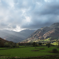 Buy canvas prints of Last light in the Langdale valley by Ann Goodall
