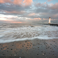 Buy canvas prints of Incoming tide at Perch Rock lighthouse by Ann Goodall