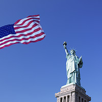 Buy canvas prints of Statue of Liberty and the US Flag	 by conceptual images